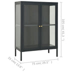 Buffet en acier et verre avec étagère réglable – Anthracite, 75 x 35 x 105 cm
