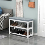 Banc porte-chaussures à 2 niveaux avec siège rembourré