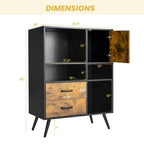 Armoire de rangement industrielle avec tiroirs et étagères, marron rustique