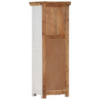 Highboard en bois massif avec rangement – Marron et blanc, 40 x 30 x 110 cm