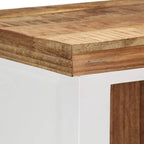 Highboard en bois massif avec rangement – Marron et blanc, 40 x 30 x 110 cm