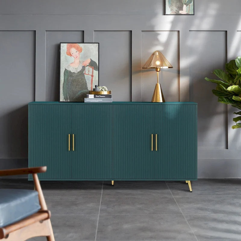 Buffet de rangement 4 portes avec portes à lignes verticales