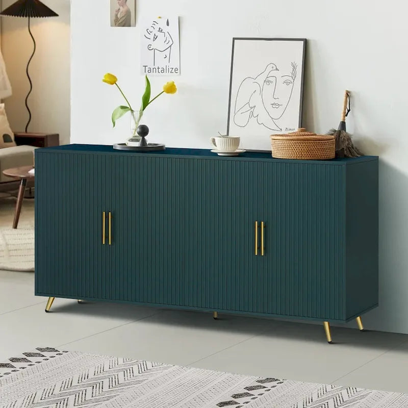 Buffet de rangement 4 portes avec portes à lignes verticales