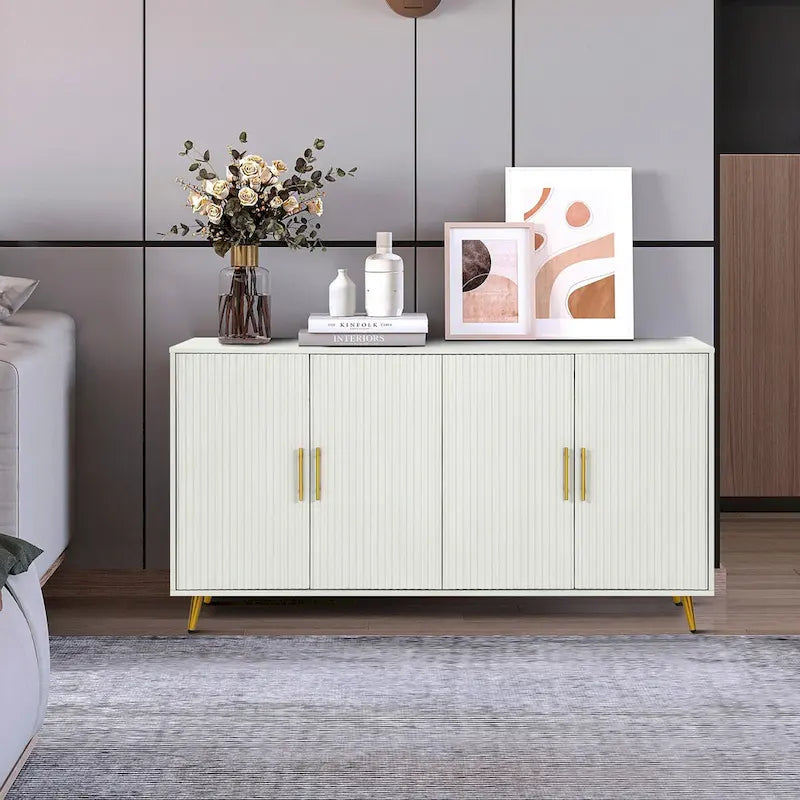 Buffet de rangement 4 portes avec portes à lignes verticales