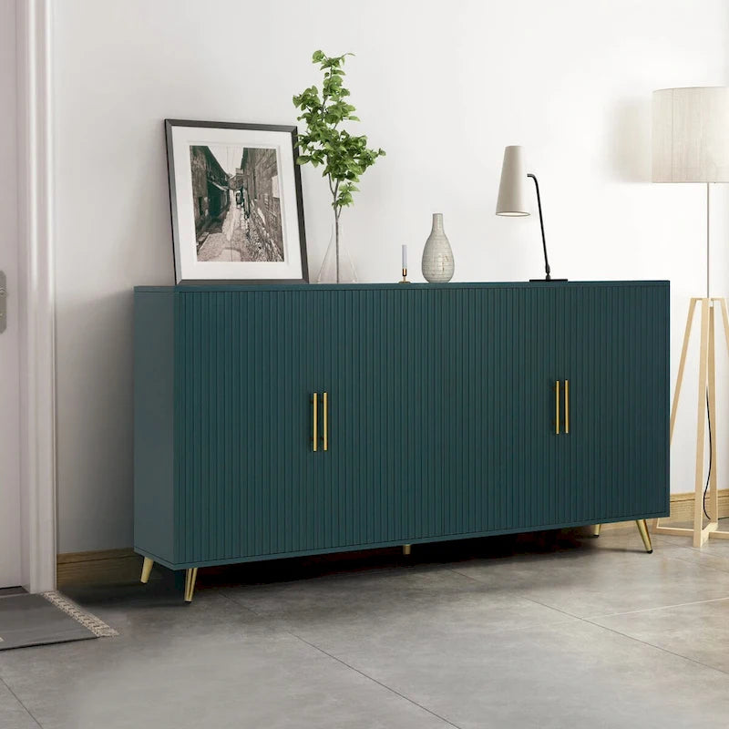Buffet de rangement 4 portes avec portes à lignes verticales