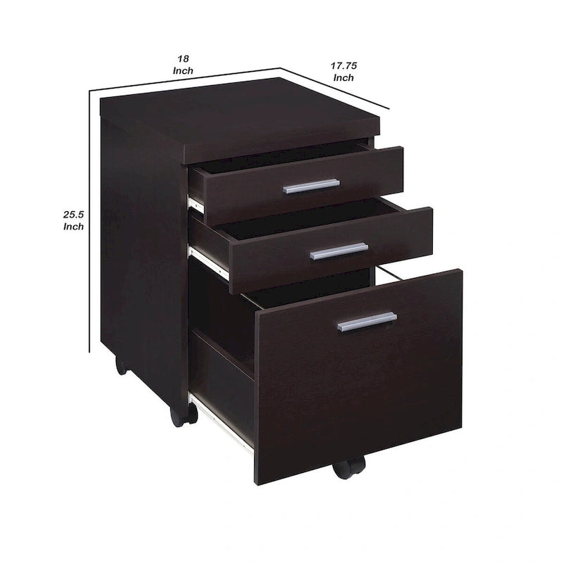 Classeur mobile à 3 tiroirs avec roulettes – 66 cm, fini cappuccino