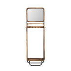 Meuble d'entrée en bois et métal avec miroir et patères