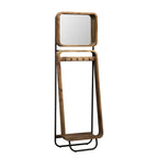 Meuble d'entrée en bois et métal avec miroir et patères