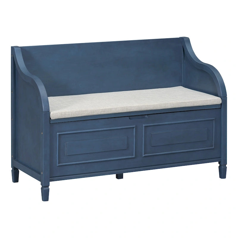 Banc de rangement d'entrée avec compartiment caché et charnière de sécurité
