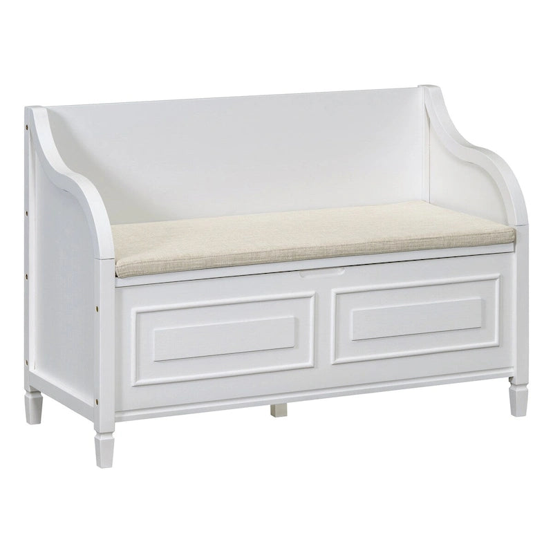 Banc de rangement d'entrée avec compartiment caché et charnière de sécurité
