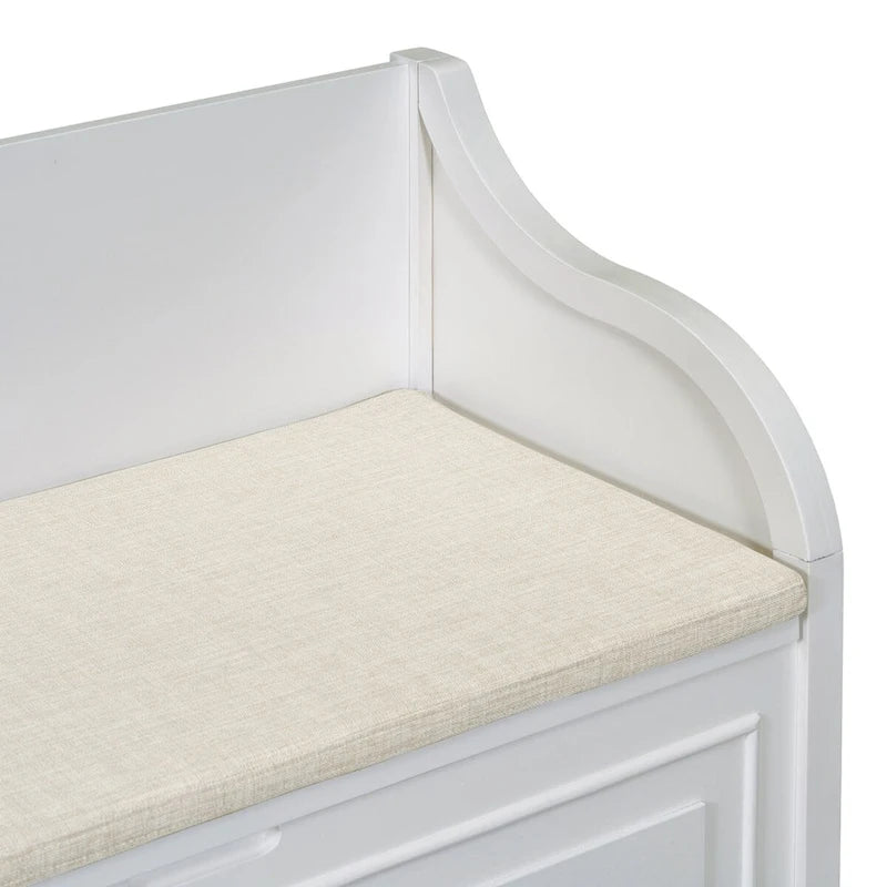 Banc de rangement d'entrée avec compartiment caché et charnière de sécurité