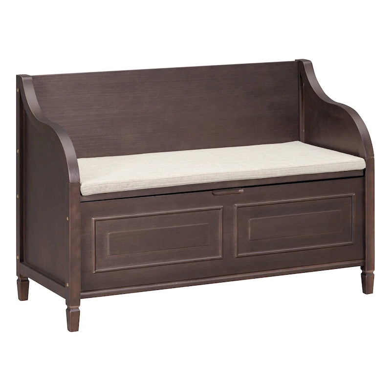 Banc de rangement d'entrée avec compartiment caché et charnière de sécurité