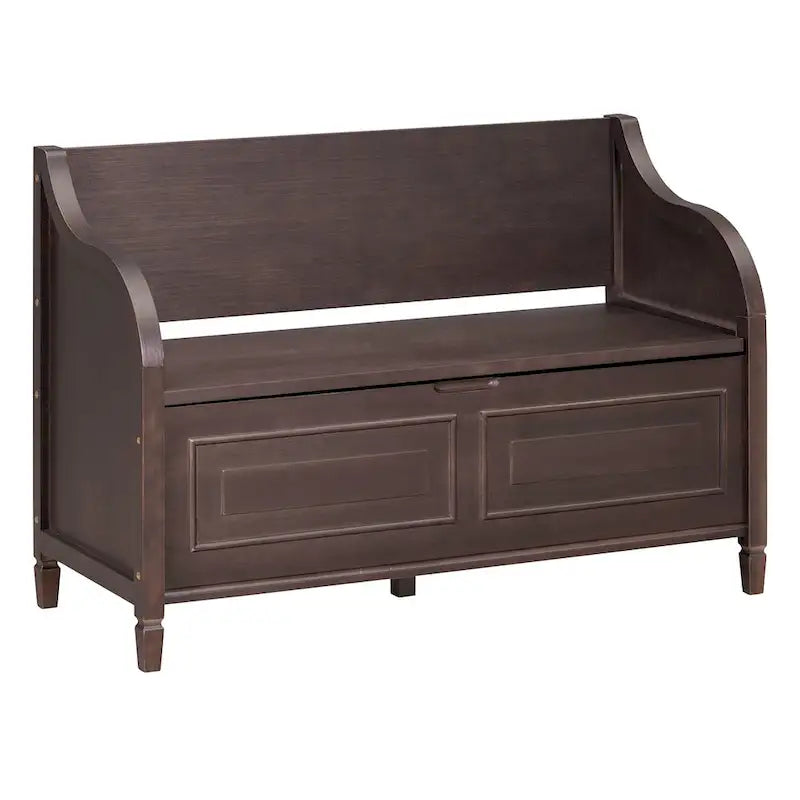 Banc de rangement d'entrée avec compartiment caché et charnière de sécurité