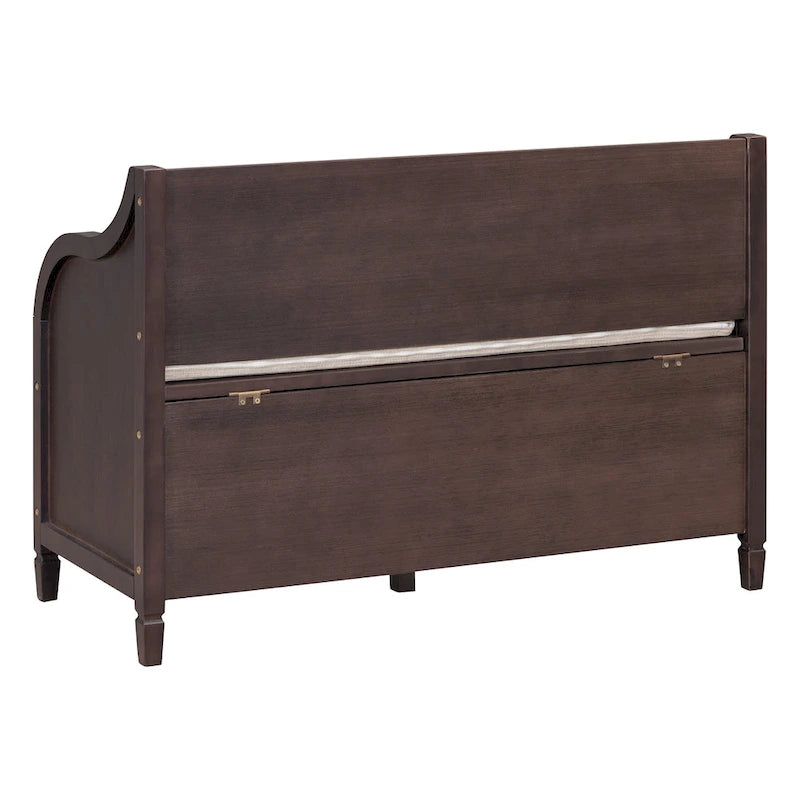 Banc de rangement d'entrée avec compartiment caché et charnière de sécurité