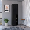 Armoire de rangement haute avec sept compartiments et un espace à deux portes - Noir