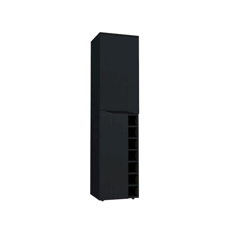 Armoire de rangement haute avec sept compartiments et un espace à deux portes - Noir