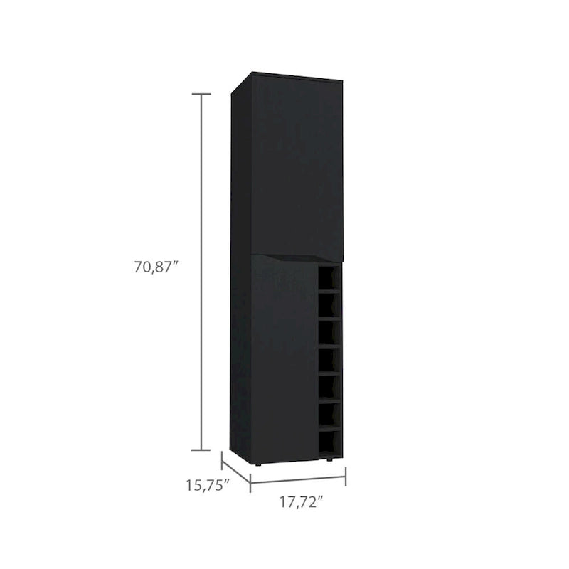 Armoire de rangement haute avec sept compartiments et un espace à deux portes - Noir