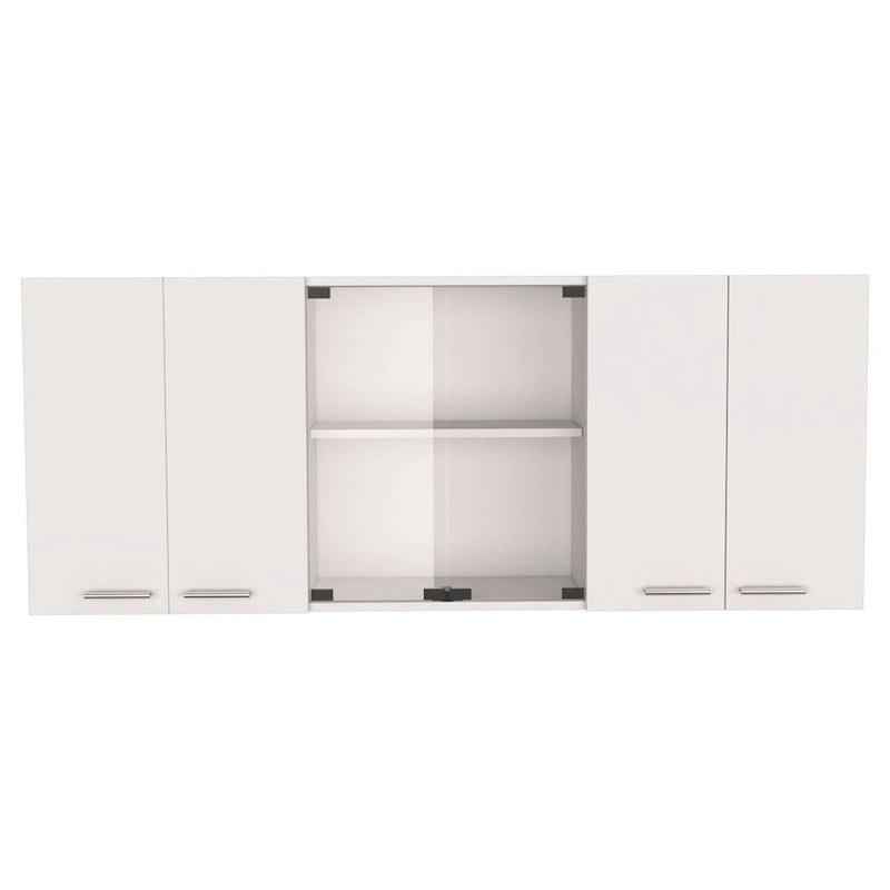 Meuble haut avec portes vitrées, 4 étagères intérieures, double porte