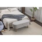 Banc de rangement en velours avec pieds en bois