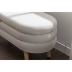 Banc de rangement en velours avec pieds en bois