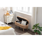 Banc de rangement en velours avec pieds en bois