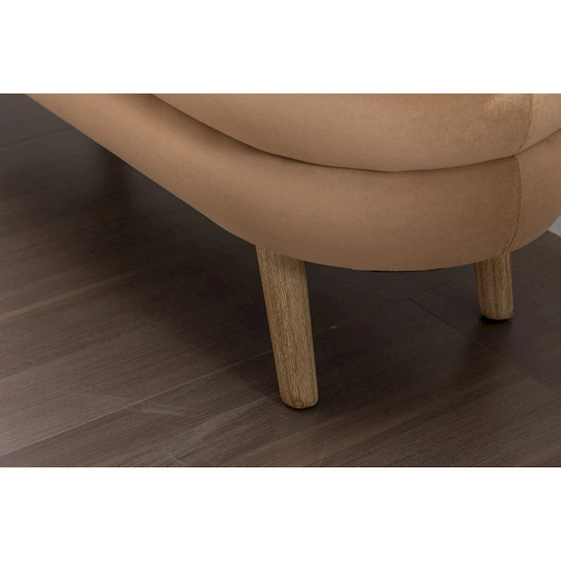 Banc de rangement en velours avec pieds en bois