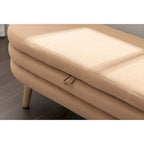 Banc de rangement en velours avec pieds en bois