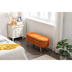 Banc de rangement en velours avec pieds en bois
