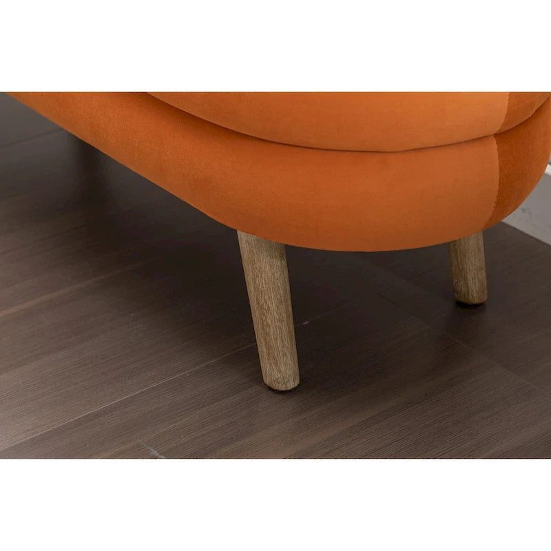 Banc de rangement en velours avec pieds en bois