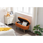 Banc de rangement en velours avec pieds en bois