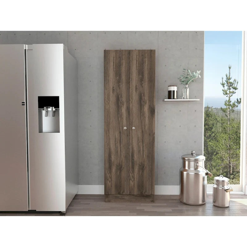 Meuble de rangement avec cinq étagères et double porte
