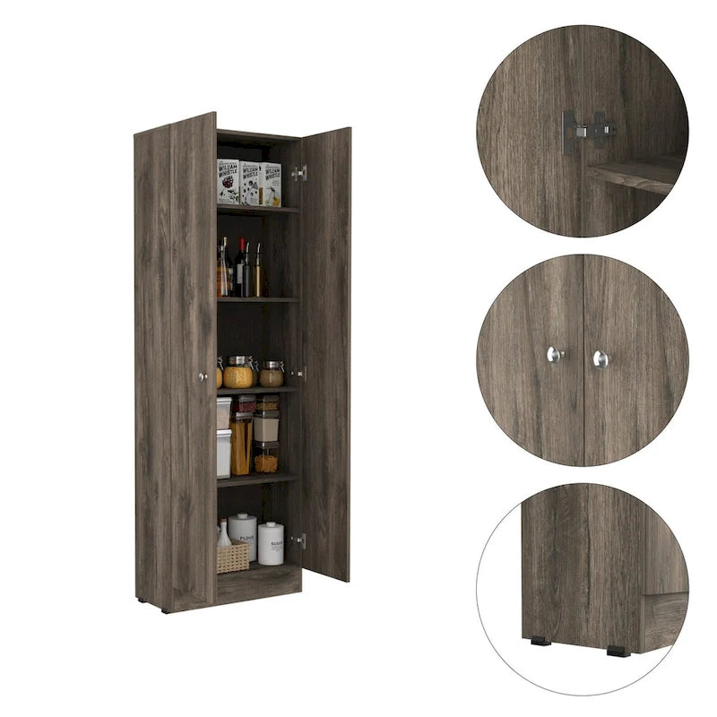 Meuble de rangement avec cinq étagères et double porte