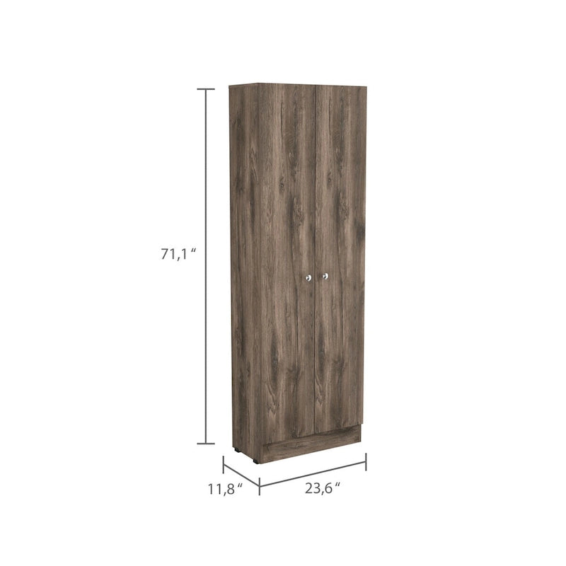 Meuble de rangement avec cinq étagères et double porte