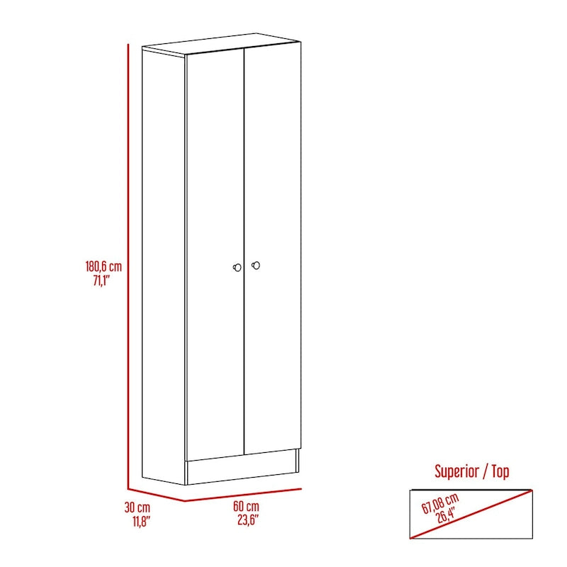 Meuble de rangement avec cinq étagères et double porte