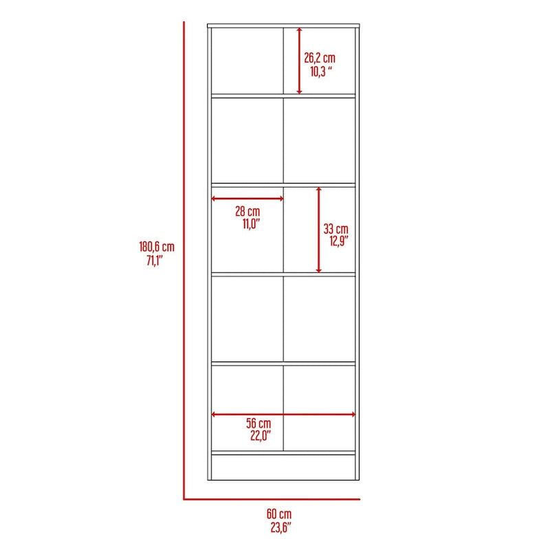 Meuble de rangement avec cinq étagères et double porte