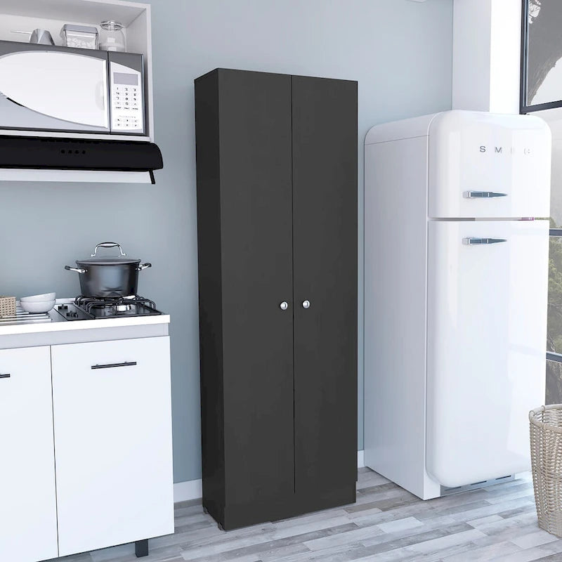 Meuble de rangement avec cinq étagères et double porte