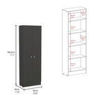 Meuble de rangement avec cinq étagères et double porte