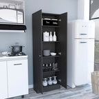 Meuble de rangement avec cinq étagères et double porte