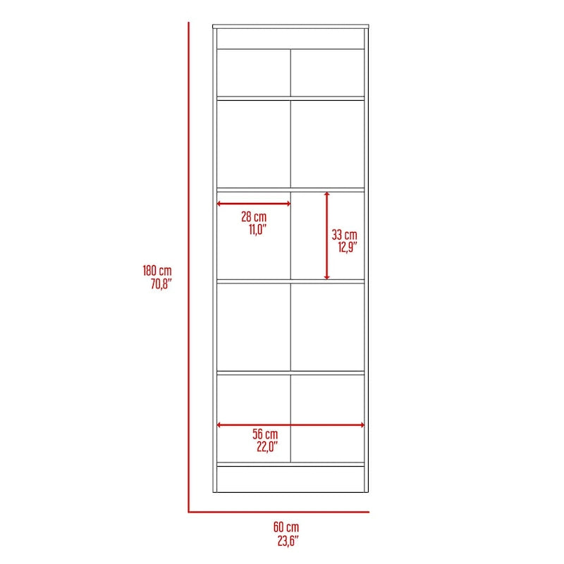 Meuble de rangement avec cinq étagères et double porte