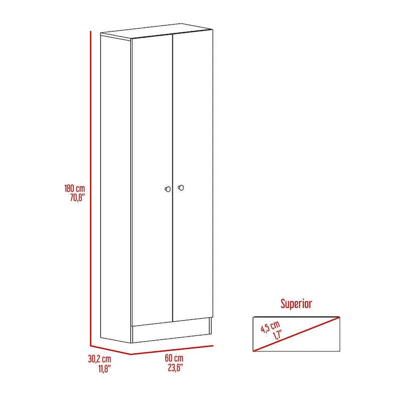 Meuble de rangement avec cinq étagères et double porte