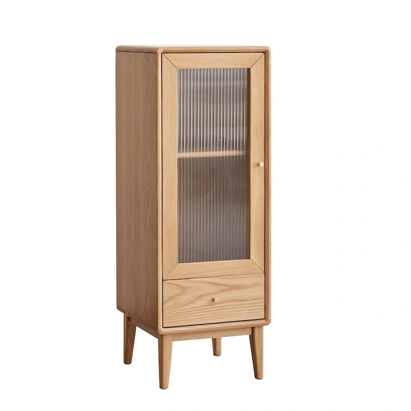Meuble de rangement avec porte vitrée, 2 étagères et 1 tiroir