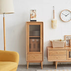 Meuble de rangement avec porte vitrée, 2 étagères et 1 tiroir