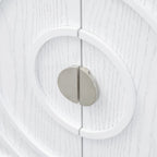 Buffet Rétro 4 Portes avec Motifs Circulaires Sculptés et Poignées Rondes en Métal