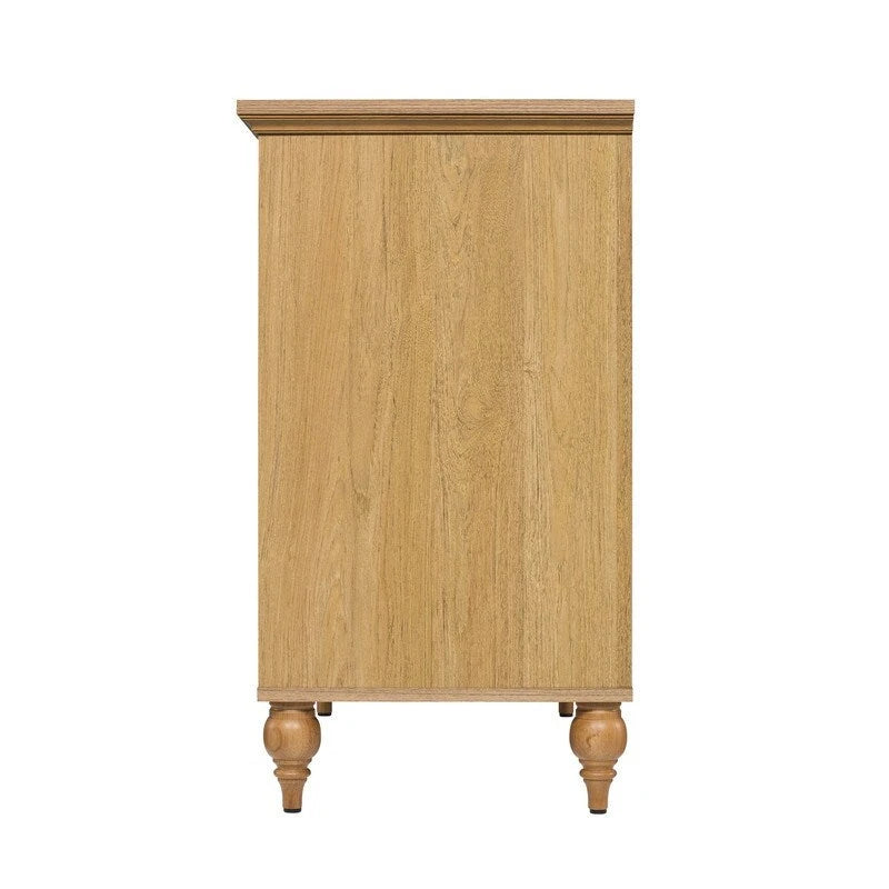 Meuble bas 2 portes avec panneaux en rotin
