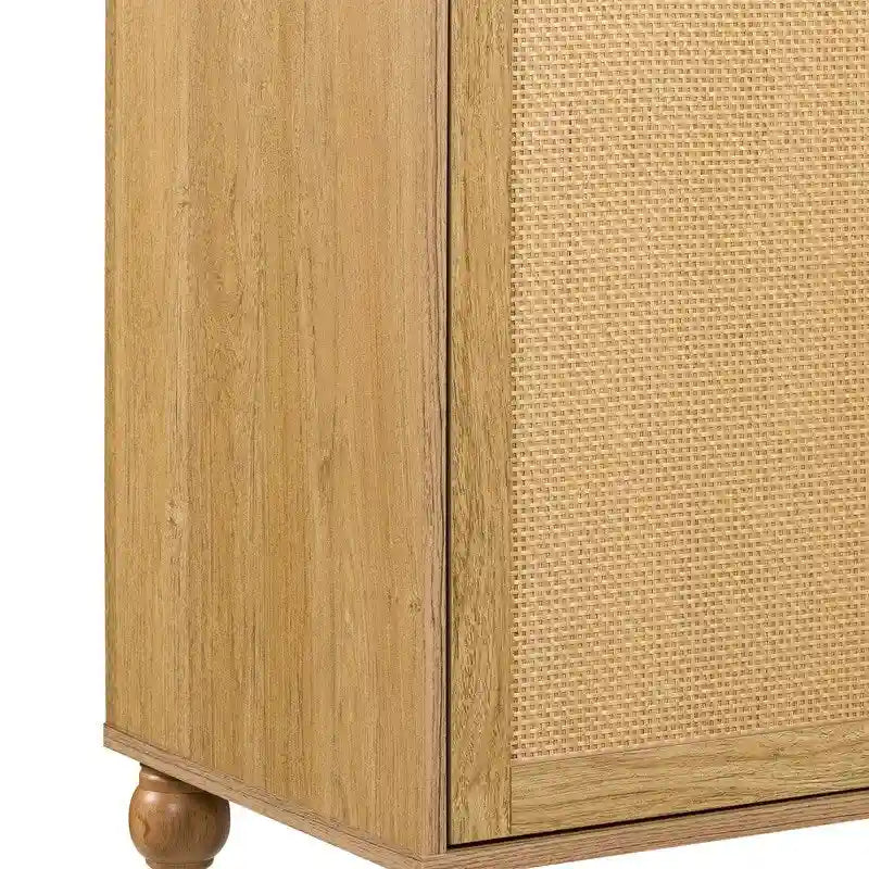 Meuble bas 2 portes avec panneaux en rotin