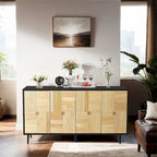 Armoire de rangement à 4 portes avec panneaux sculptés