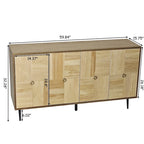 Armoire de rangement à 4 portes avec panneaux sculptés
