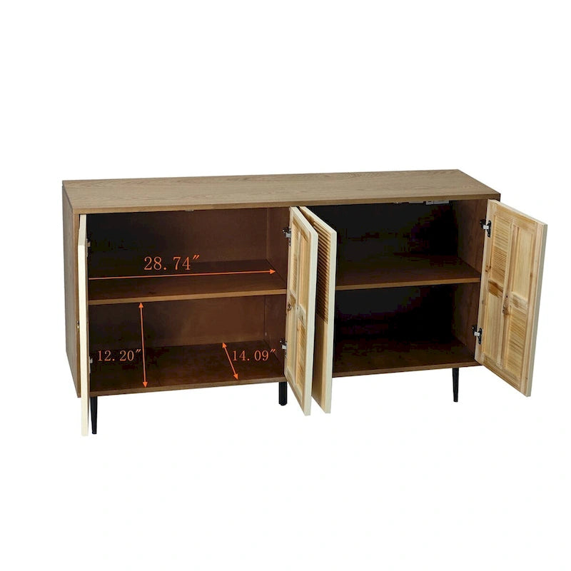 Armoire de rangement à 4 portes avec panneaux sculptés