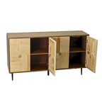 Armoire de rangement à 4 portes avec panneaux sculptés