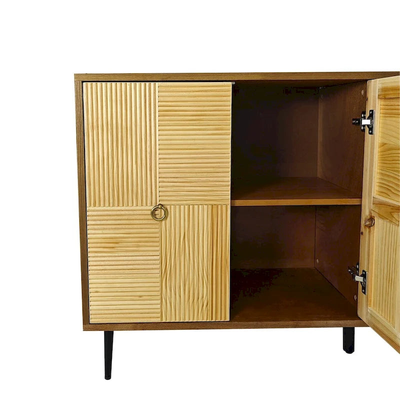 Armoire de rangement à 4 portes avec panneaux sculptés